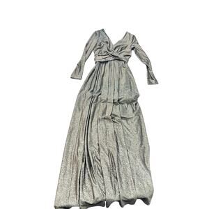 Hobbs Women's Gold V-neck Talia Long Sleeves Fit & Flare Midi Dress Size 4